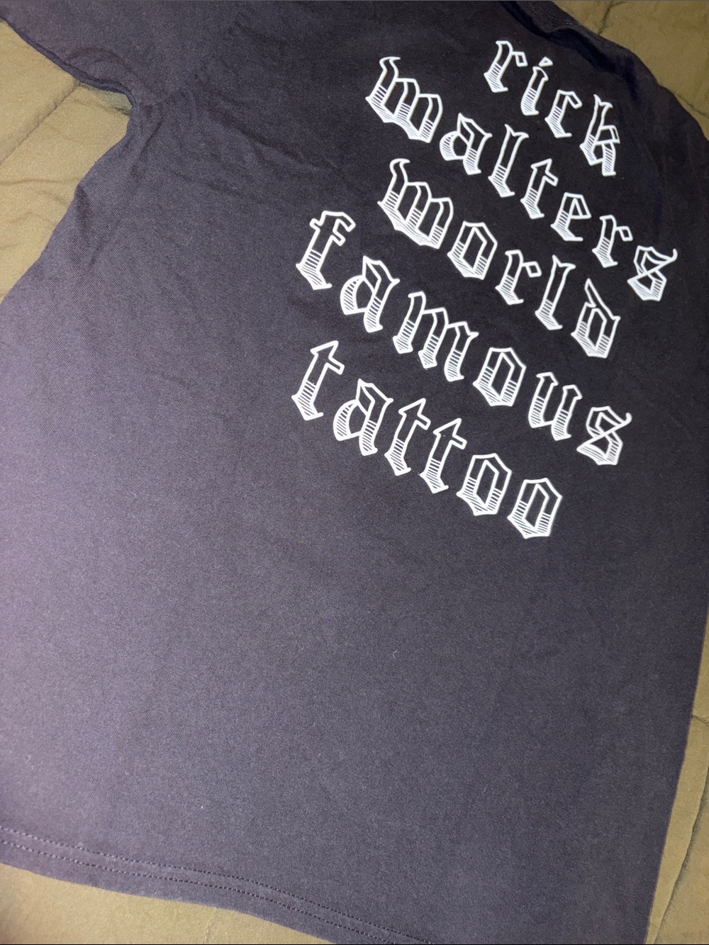 Rick Walters World Famous Tattoo Graphic Tee - Black with White Text